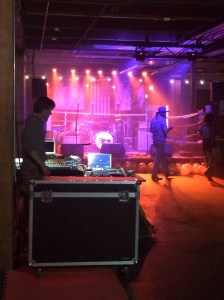 Boxing ring transformed into a stage.