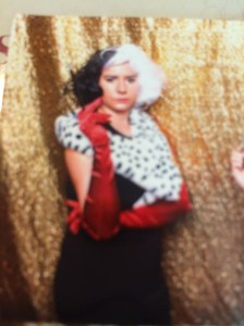 Excuse my poor picture of a picture taking ability...but you get the gist of my Cruella getup.